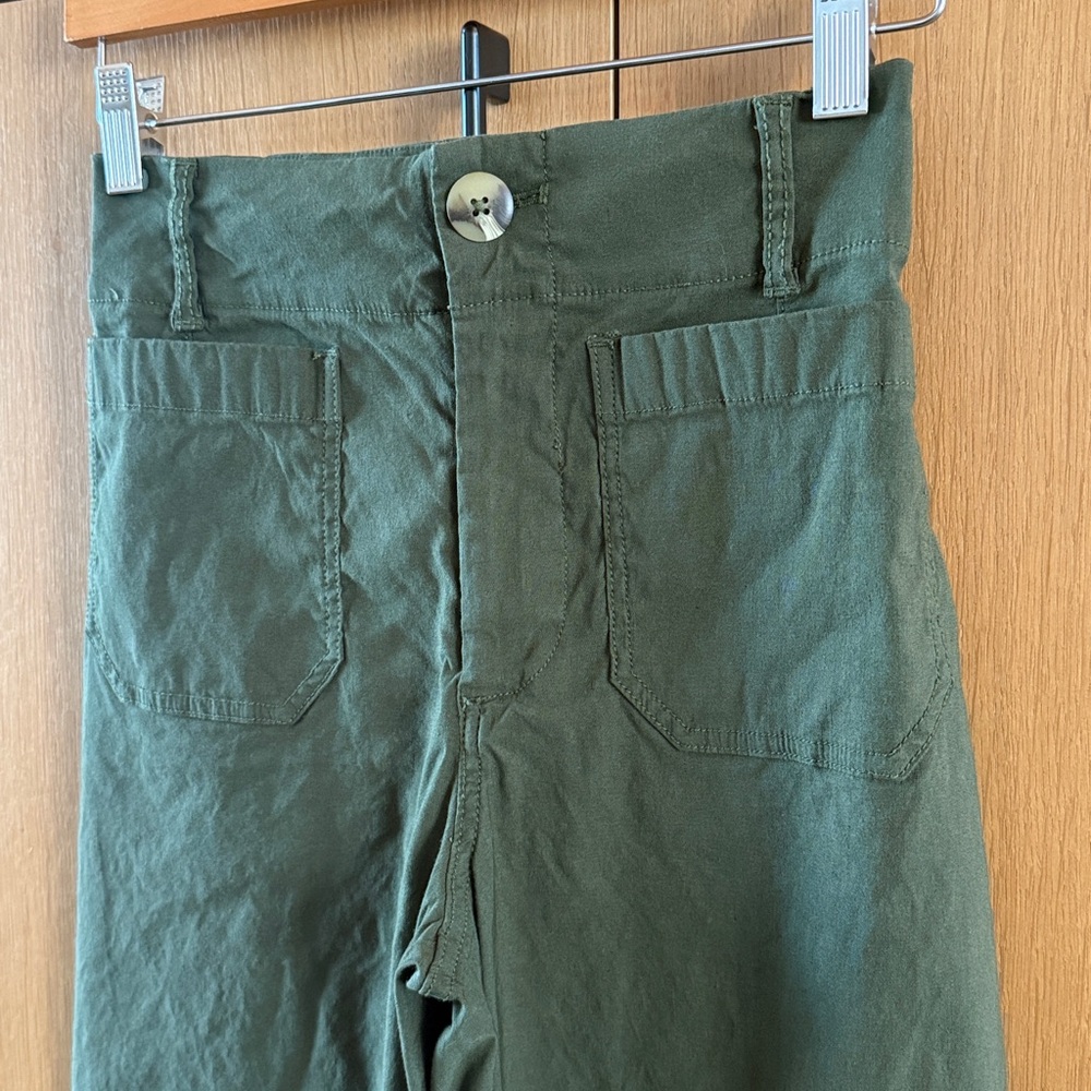Anthropologie Maeve Colette Crop Wide-Leg Pants Green color Womens size 24 - Picture 3 of 5